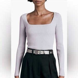 NWT rag & bone Asher Rib Long Sleeve Top in Lavender | Size XS